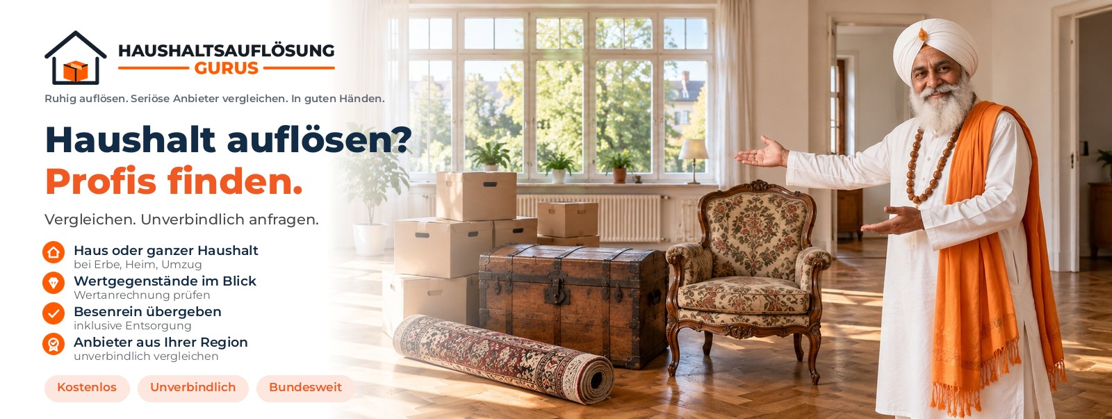 Haushaltsauflösung-Gurus — passende Fachbetriebe für die Haushaltsauflösung finden und vergleichen